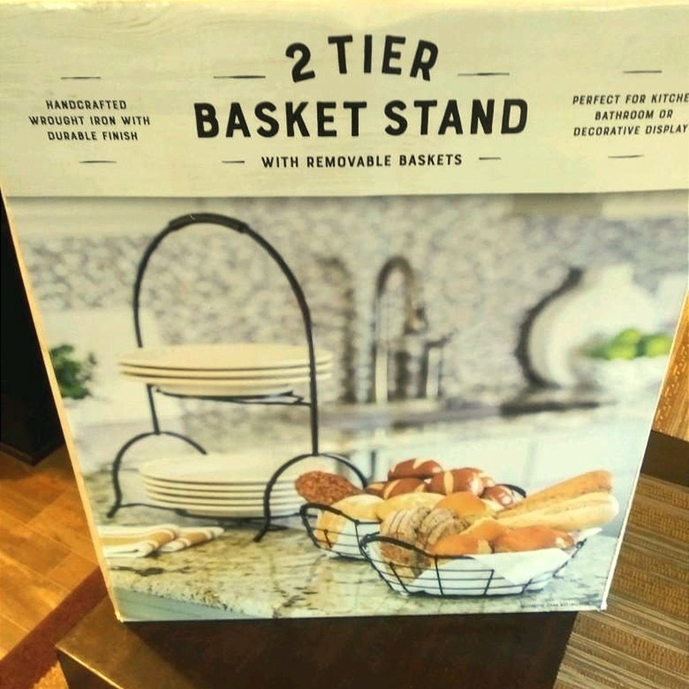 2 Tier Basket Stand with Removable Baskets